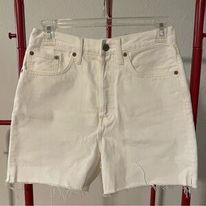Aritzia Mid Thigh High Waist White Denim Shorts - size 26 NWOT